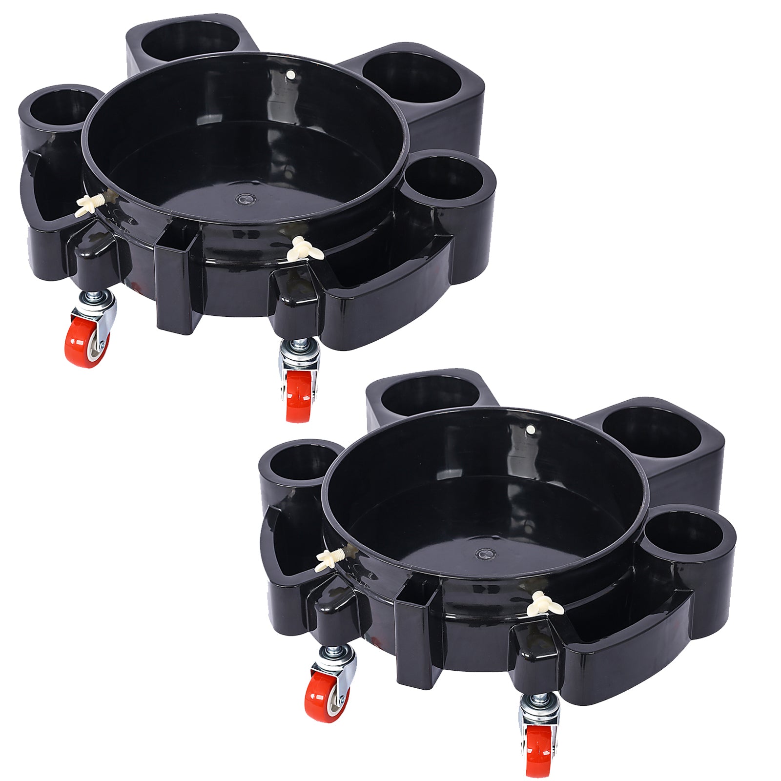 Bucket Dolly 5 Gallon Rolling Bucket Dolly With 5 Rolling Swivel Casters,Removable Bucket Dolly For Car Wash Professional Detailing For Car Washing Detailing Smoother Maneuvering 2Pcs Set Black Plastic