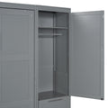 Queen Size Murphy Bed Wall Bed With Closet ,Drawers And Shelves,Gray Queen Gray Mdf Lvl