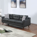 Modern Cozy Sofa Loveseat W Pillows 2Pc Sofa Set Black Polyfiber Couch Tufted Cushions Living Room Black Primary Living Space Firm Tufted Back Contemporary,Modern Pine Square Arms Linen Blend,Pine,Plywood 5 Seat
