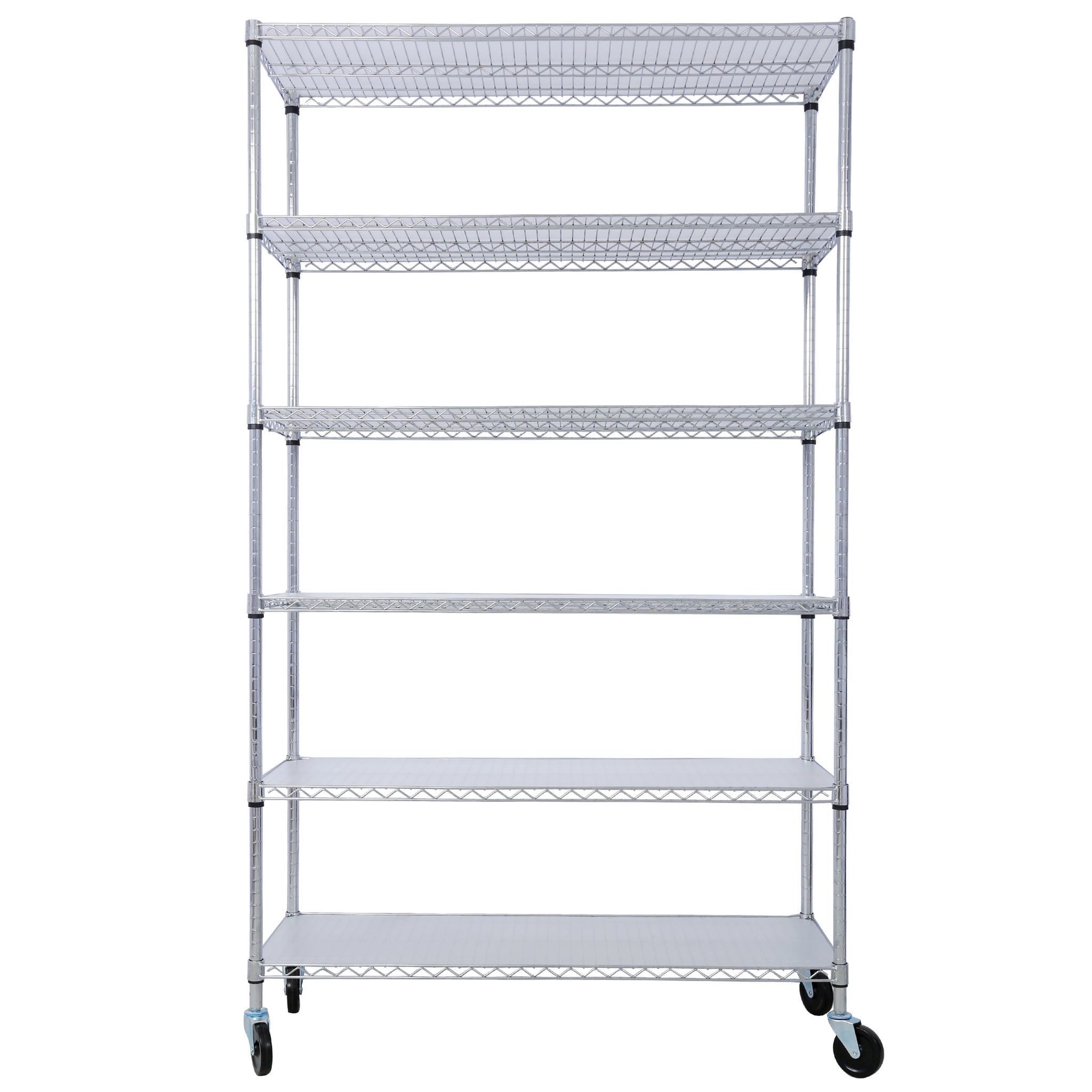 6 Tier 6000Lbs Capacity Nsf Metal Shelf Wire Shelving Unit, Heavy Duty Adjustable Storage Rack With Wheels & Shelf Liners For Commercial Grade Utility Steel Storage Rack, Chrome 84"H X 48"L X 20"D Chrome Metal