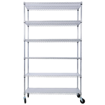 6 Tier 6000Lbs Capacity Nsf Metal Shelf Wire Shelving Unit, Heavy Duty Adjustable Storage Rack With Wheels & Shelf Liners For Commercial Grade Utility Steel Storage Rack, Chrome 84"H X 48"L X 20"D Chrome Metal