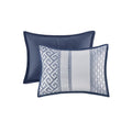 7 Piece Jacquard Comforter Set Navy Cal King California King Navy Polyester