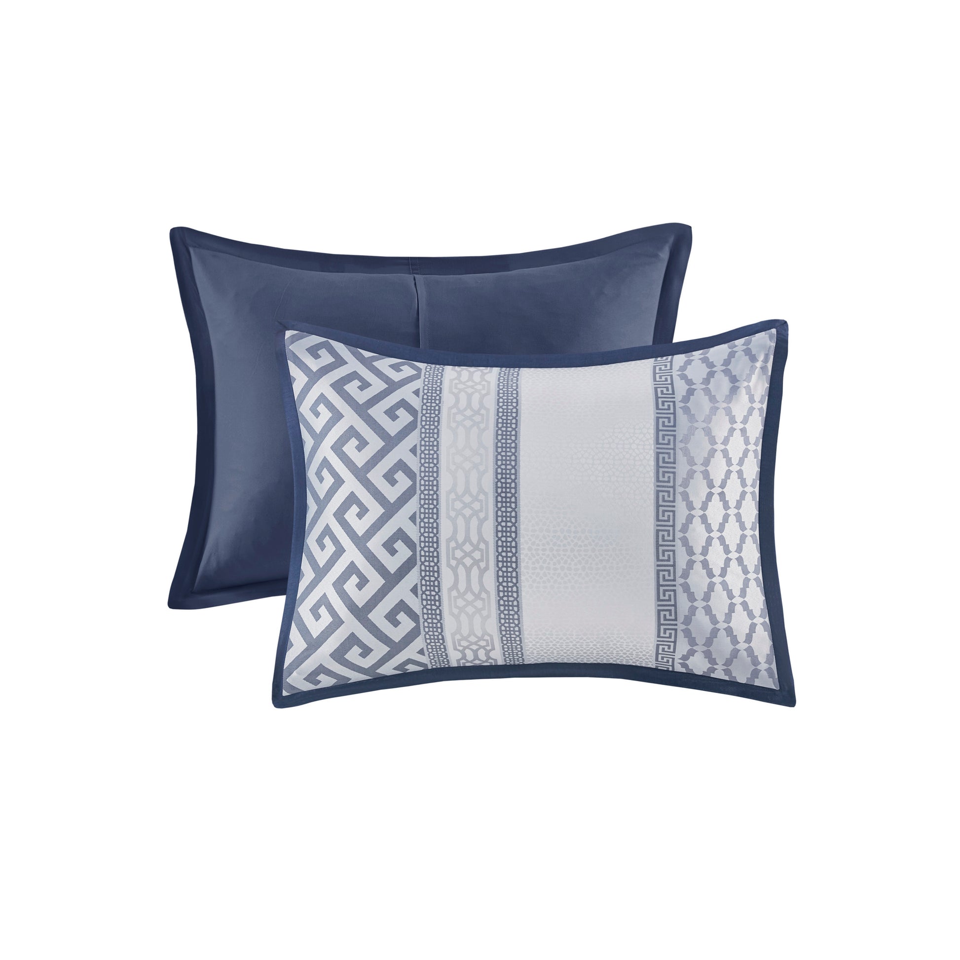 7 Piece Jacquard Comforter Set Navy Cal King California King Navy Polyester