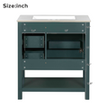 30Inch Transitional Style Bathroom Vanity Cabinet Combo With Ceramic Sink Green Bathroom Solid Wood Mdf