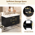 36'' Wall Mounted Bathroom Vanity With Resin Sink, Floating Bathroom Storage Cabinet With 2 Drawers, Solid Wood Bathroom Cabinet Black Bathroom Modern Mdf