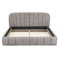 Queen Size Upholstered Platform Bed With Thick Fabric, Polyester, Gray Queen Gray Polyester