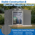 10X8 Ft Outdoor Storage Shed, Metal Foundation & Lockable Doors, Tool Shed For Garden, Patio, Backyard, Lawn, Grey Gray Metal
