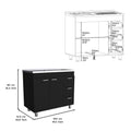 Base Double Door Cabinet, Three Drawers, Black Black Solid Wood Mdf Engineered Wood