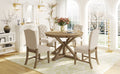 Functional Furniture Retro Style Dining Table Set With Extendable Table And 4 Upholstered Chairs For Dining Room And Living Room Natural Wood Wash Natural Wood Wash Solid Wood