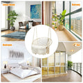Hanging Macrame Hammock Chair With Handwoven Cotton Backrest Natural Cotton