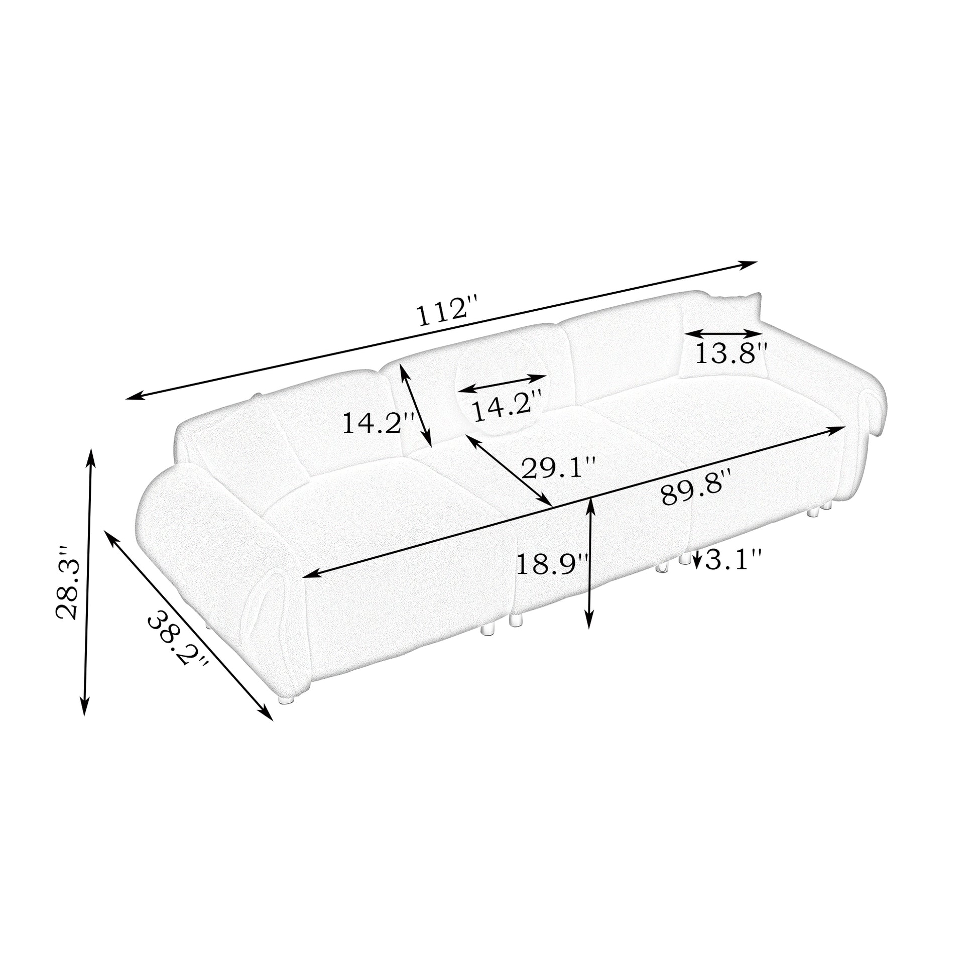 112 Inch Orange Teddy Velvet Fabric, With 3 Pillows, Three Sofa Can Be Placed In The Living Room And Other Scenes Orange Teddy Velvet Fabric, With 3 Pillows, Three Sofa Can Be Placed In The Living Roo Orange Polyester Blend 3 Seat