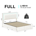 Full Size Led Bed Frame With 4 Storage Drawers, Smart Control Rgb Led Lights On Headboard,With Remote Control, Upholstered Adjustable Headbaord,Pu Leather White Pu Mdf Metal