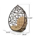 Marlin Hanging Egg Chair Basket Brown Pe Rattan Iron Waterproof Fabric