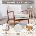 Coolmore Mid Century Modern Accent Chair, Comfy Fabric Living Room Chairs With Solid Wood Frame, Lounge Reading Armchair, Easy Assembly Beige Beige Primary Living Space Foam Boucle