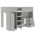 Wood Full Size Loft Bed With Built In Wardrobe, Desk, Storage Shelves And Drawers, Grey Expected Arrival Time: 9.8 Box Spring Not Required Full Grey Wood Bedroom Bed Frame Solid Wood Mdf