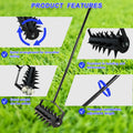 Lawn Aerators, Gardens, Yards, Loose Soil In Farmland,Gardening Lawn Aerator Tool, Upgraded Heavy Duty Aerator Lawn Soil Penetrator Spikes, For Garden Grass Patio Yard. Black Iron