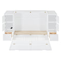 Full Size Murphy Bed With Drawers, Cabinets And Usb Ports,White Full White Mdf Lvl