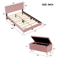 2 Pieces Bedroom Sets Queen Size Upholstered Bed Frame, Modern Corduroy Storage Ottoman,Pink Queen Pink 2 Piece Set Solid Wood Mdf
