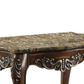 Wooden End Table With Marble Top In Antique Oak Brown Brown Wood