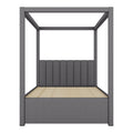 Full Size Upholstery Canopy Platform Bed With Trundle And Three Storage Drawers, Gray Full Gray Upholstered