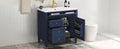 36'' Bathroom Vanity With Top Sink, Modern Bathroom Storage Cabinet With 2 Drawers And A Tip Out Drawer, Single Sink Bathroom Vanity Blue Bathroom Solid Wood Mdf Ceramic,Solid Wood Mdf
