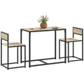 Homcom 3 Piece Industrial Dining Table Set For 2, Kitchen Table And Chairs, Dining Room Sets For Small Spaces, Oak Oak Mdf