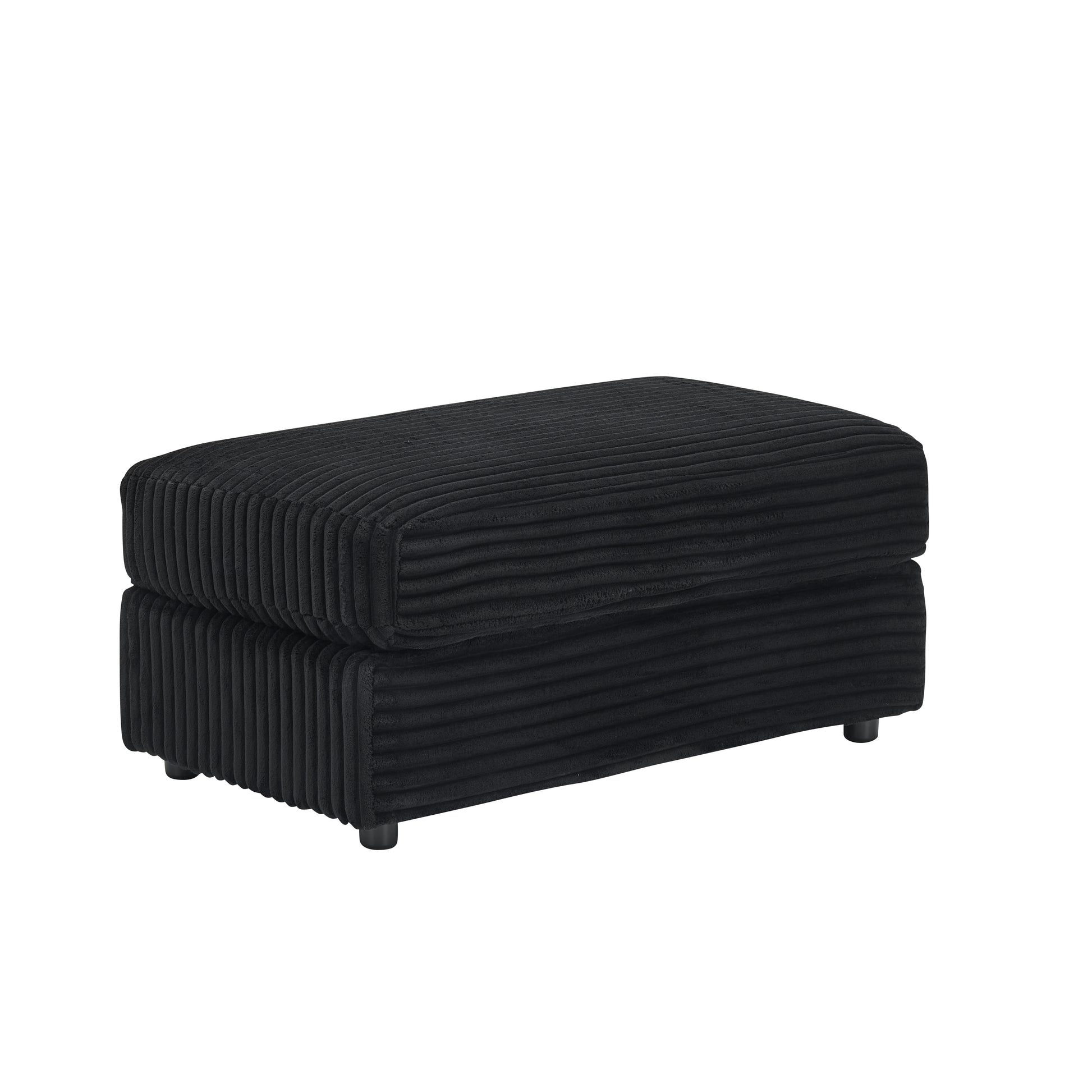 39 Inch Spring Upholstered Armchair And Ottoman Set Comfortable Single Sofa With Cup Holder And Corduroy Fabric, Perfect For Living Room Or Bedroom Black Corduroy 1 Seat