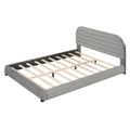 Queen Size Velvet Upholstered Platform Bed,Solid Frame And Stylish Curve Shaped Design, Gray Queen Gray Velvet