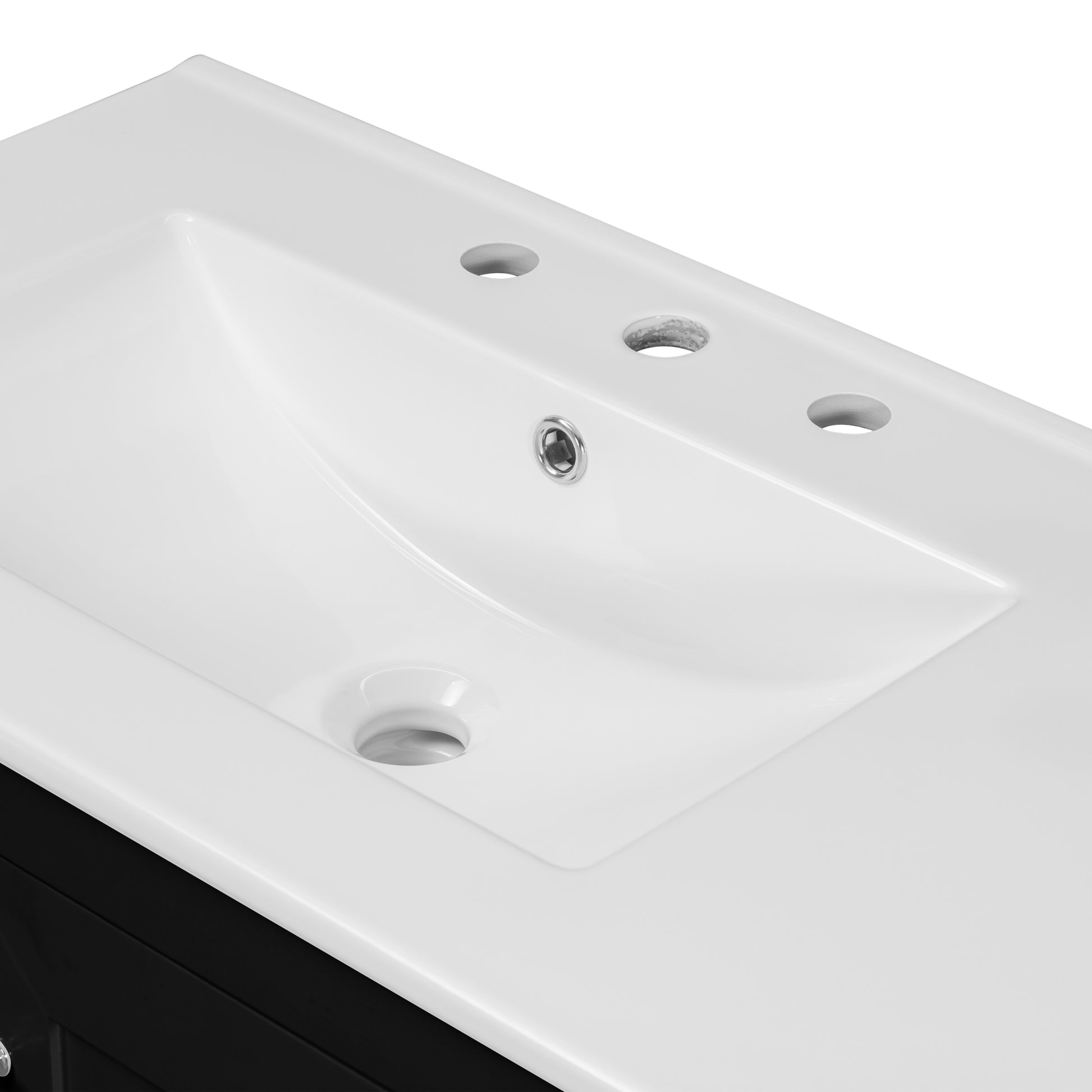 36" Black Bathroom Vanity With Ceramic Sink Combo, Abundant Storage Cabinet 2 Soft Close Doors And 5 Drawers Black Bathroom Solid Wood Mdf