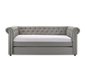Luxurious 1Pc Modern Aesthetic Beautifully Button Tufted Trim Design Daybed Built In Pull Out Trundle Bed Living Space Guest Room Bedroom Dove Gray Twin Gray Wood Modern Solid Wood