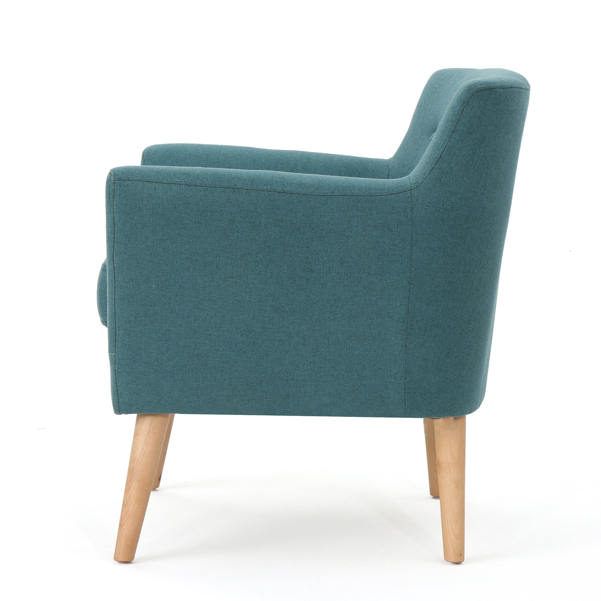 Club Chair, Mid Century Modern Fabric Club Chair, Dark Teal Natural Teal Fabric
