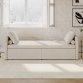 Modern Upholstered Chaise Lounger Daybed Small Single Daybed With 2 Drawers, No Mattress Needed, Perfect For Living Rooms & Home Office, Linen Fabric, Beige Beige Linen
