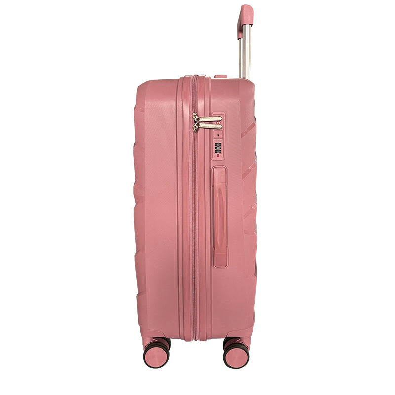Hardside Luggage Sets 3 Pieces, Expandable Luggages Spinner Suitcase With Tsa Lock Lightweight Carry On Luggage 20Inch 24Inch 28Inch Rose Gold Polypropylene