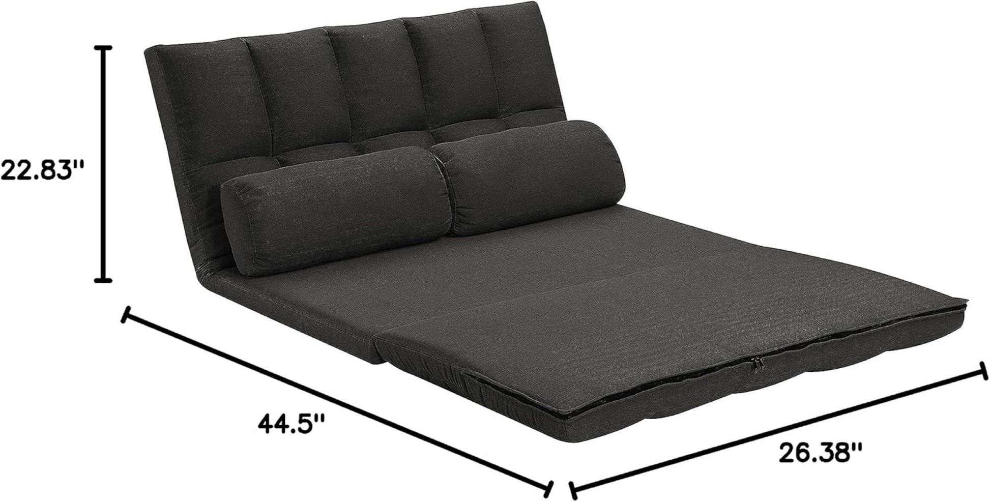 2 Seater Contemporary Foldable Sofa Bed Trifold Foam Mattress Sleeper Chair With Tufted Seat Backrest Convertible Couch W Pillows Grey 1Pc Grey Polyester Primary Living Space Cushion Back Traditional Foam Wood