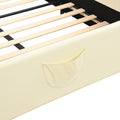 Full Size Upholstered Platform Bed With Piglet Shape Headboard And Children'S Slide, Beige Box Spring Not Required Full Beige Wood Bedroom Bed Frame Faux Leather Upholstered