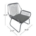 Milan 3Pc Chat Set Gray Pe Rattan Iron Waterproof Fabric
