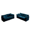 2 Piece Living Room Set2 Pieces Upholstered Loveseat And Couch For Home Office Lounge, Sofa Set Of 2, 2 Piece 2 2 Seat Couch Set For Living Room ,Blue Chenille Blue Chenille 4 Seat