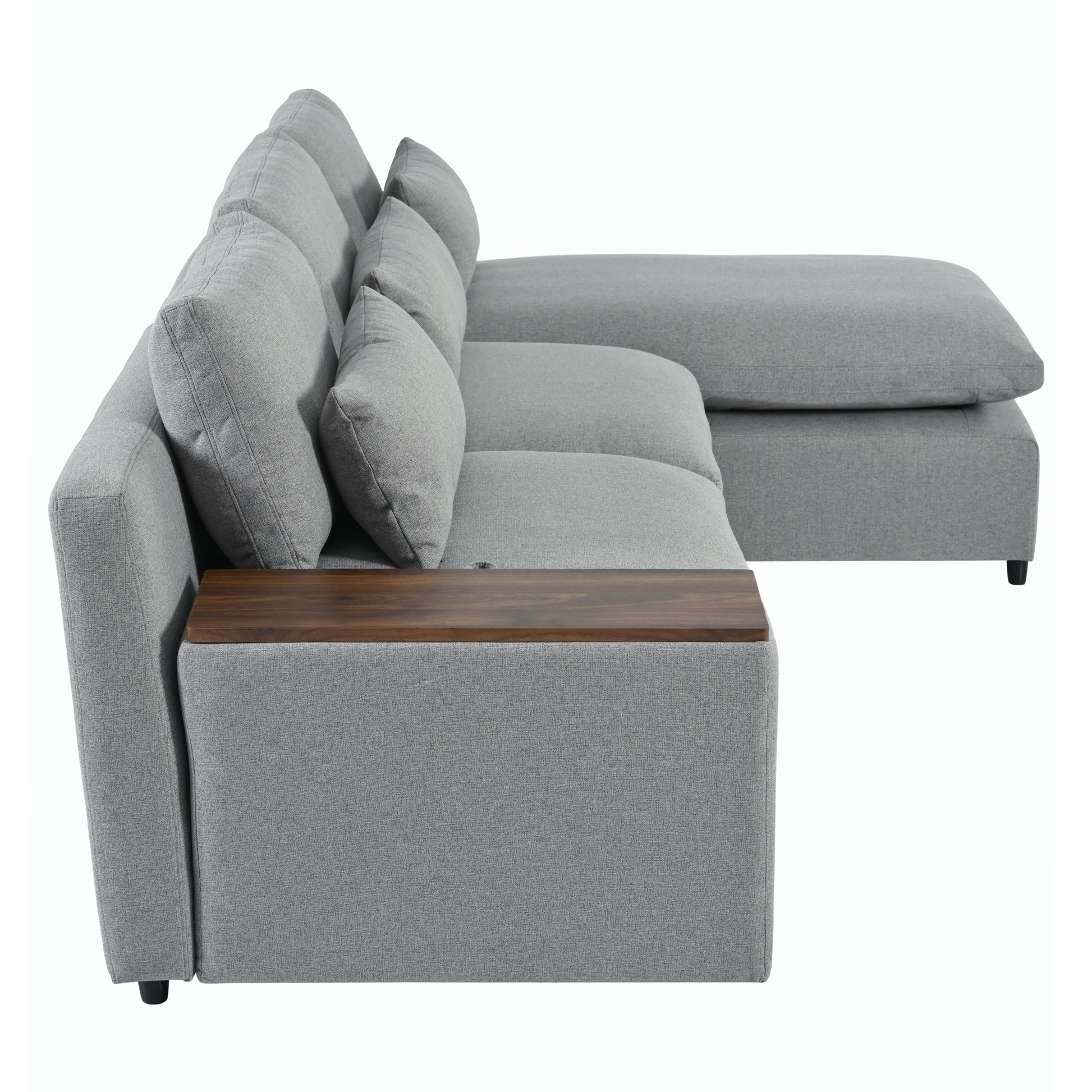 L Shaped Modular Sectional Sofa With Removable Back Cushions,3 Pillows And 2 Storage Spaces,Suitable For Living Rooms,Offices And Apartments Gray Polyester 3 Seat