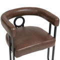 Coolmore Contemporary Designed Pu Fabric Upholstered Accent Dining Chair Barrel Side Chairs Kitchen Armchair For Living Room Set Of 2 Dark Brown Pu Dark Brown Dining Room Foam Pu Leather