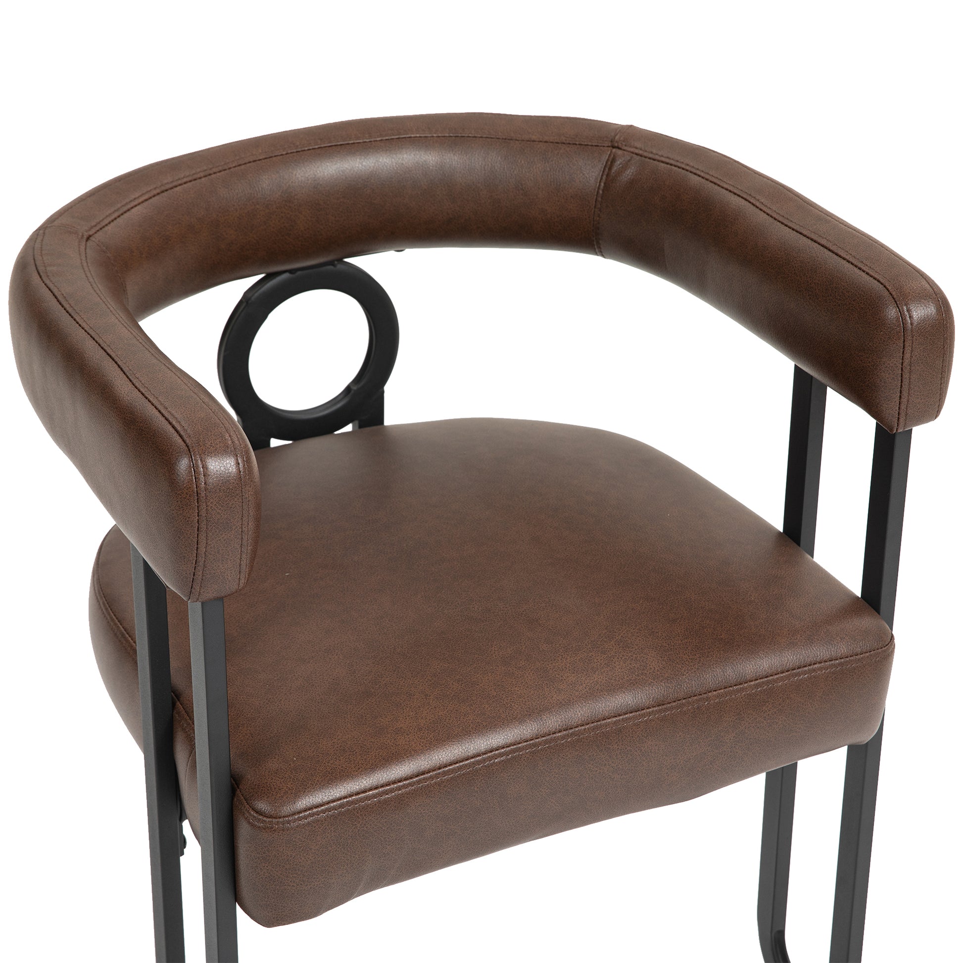 Coolmore Contemporary Designed Pu Fabric Upholstered Accent Dining Chair Barrel Side Chairs Kitchen Armchair For Living Room Set Of 2 Dark Brown Pu Dark Brown Dining Room Foam Pu Leather