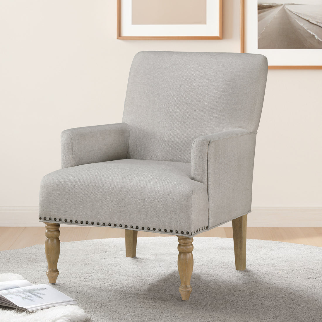 Alice Beige Arm Chair Beige Foam Upholstered