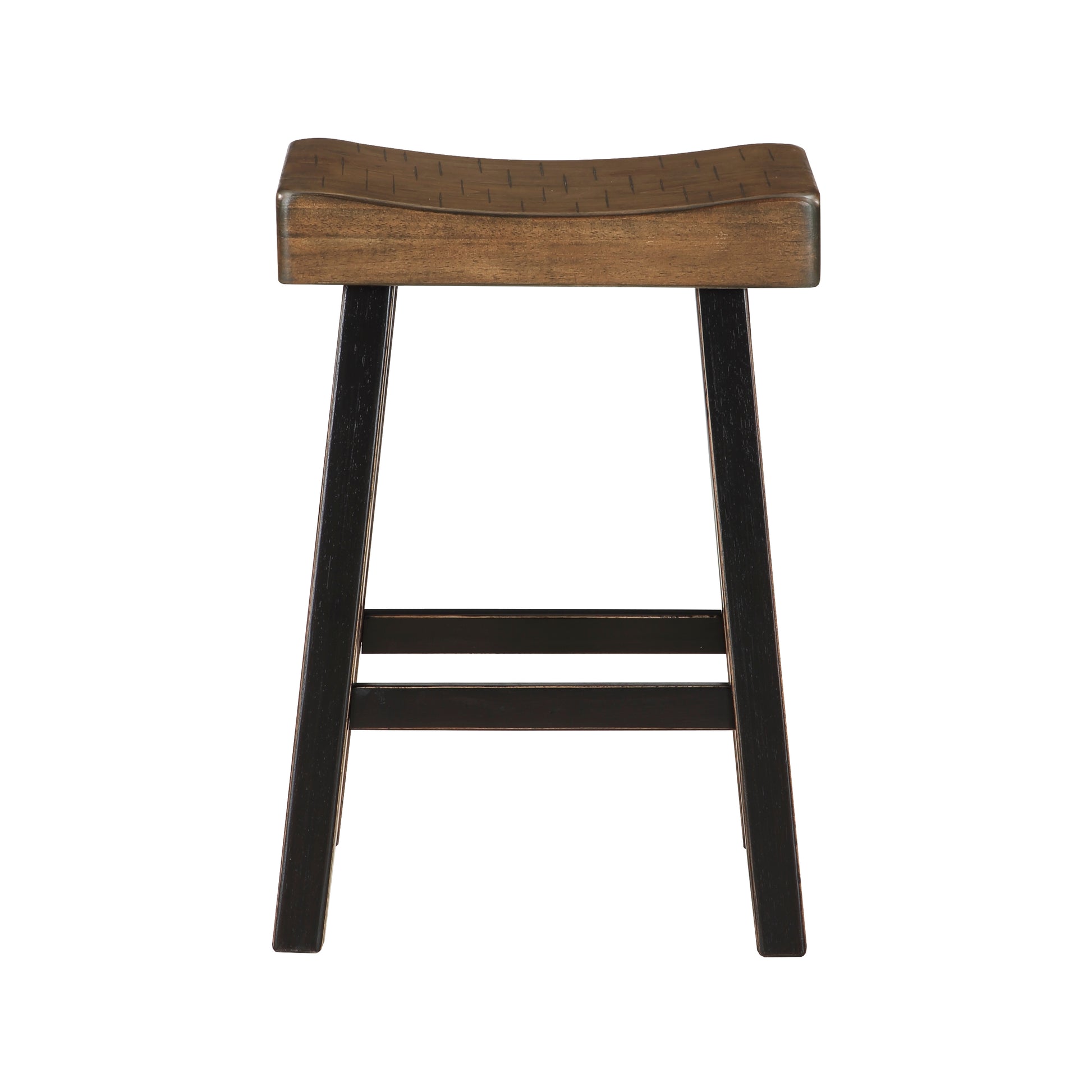 Transitional Design Counter Height Stools Set Of 2Pcs, Black And Brown Finish Solid Rubberwood Furniture Black,Brown Dining Room Transitional Set Of 2 Solid Wood