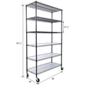6 Tier 6000Lbs Capacity Nsf Metal Shelf Wire Shelving Unit, Heavy Duty Adjustable Storage Rack With Wheels & Shelf Liners For Commercial Grade Utility Steel Storage Rack, Black 82