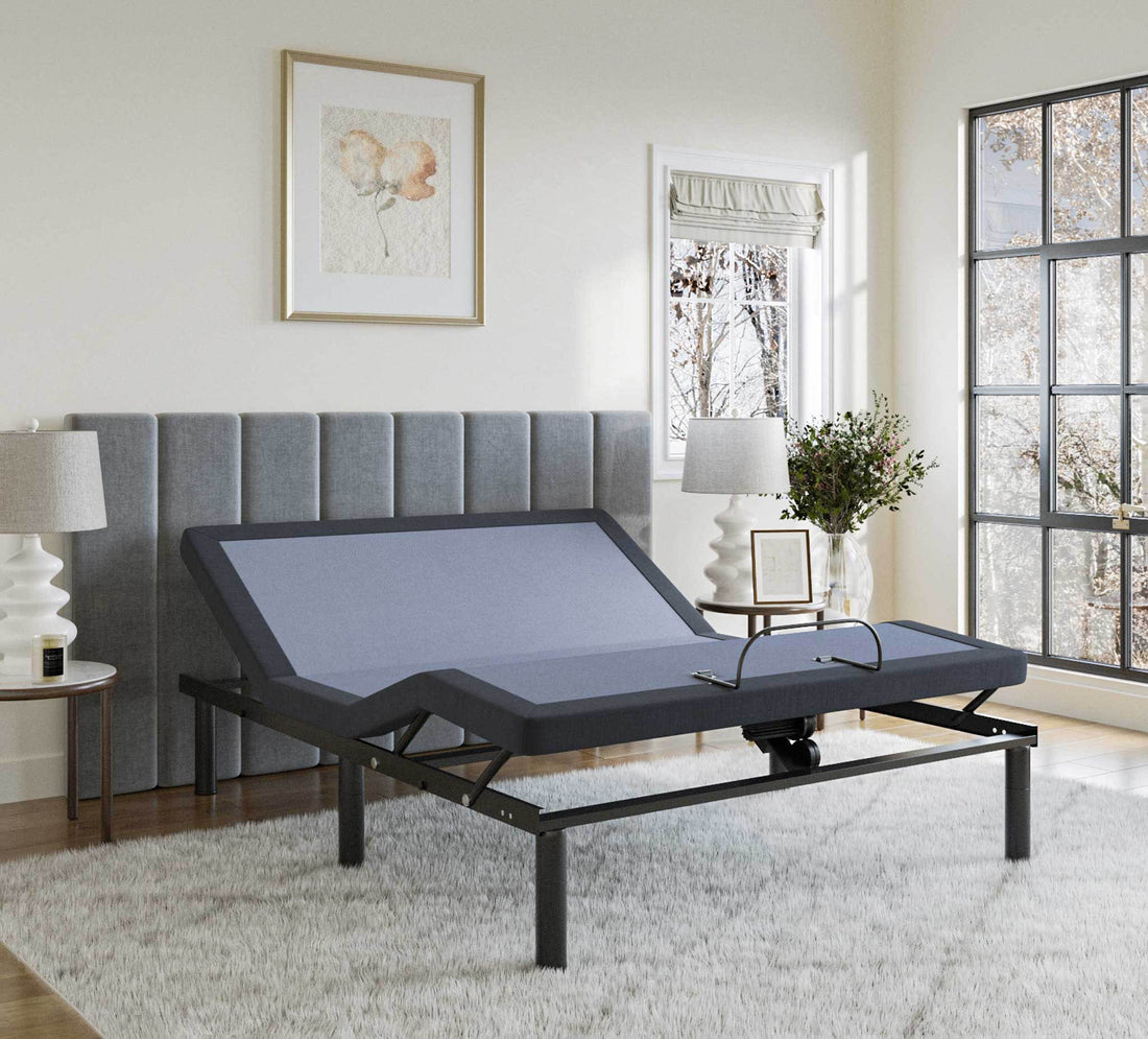 Bt2500 Queen Adjustable Bed Base With Full Range Positions Adjustment Box Spring Not Required Queen Blue Grey Steel