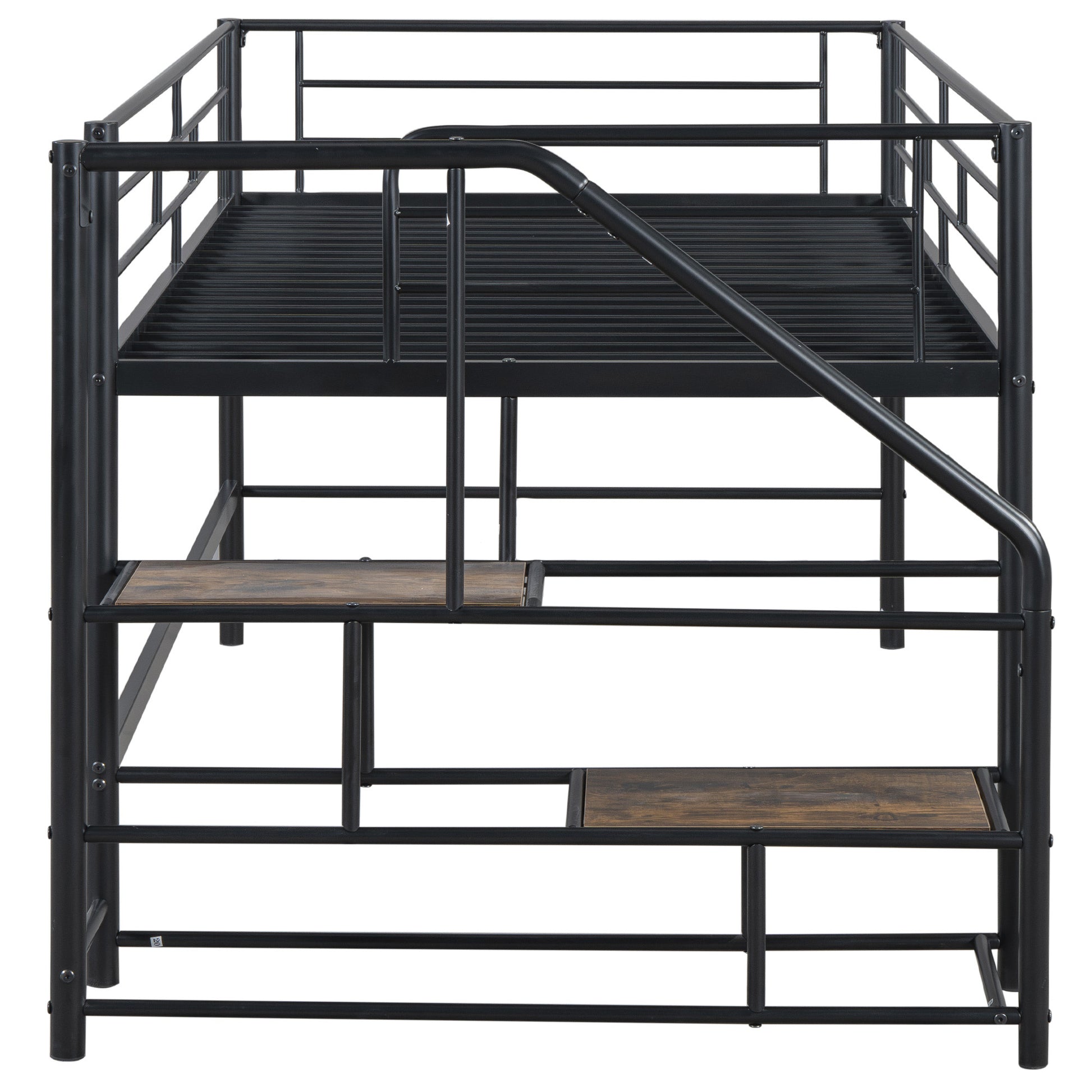 Mid Loft Bed With Storage Stairs, Twin, Black Twin Black Mdf Metal