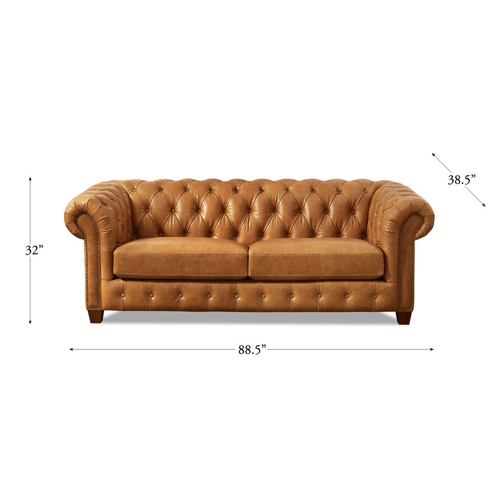 Kingston Waxy Pull Up Leather Sofa Brown Down Filling Genuine Leather 3 Seat