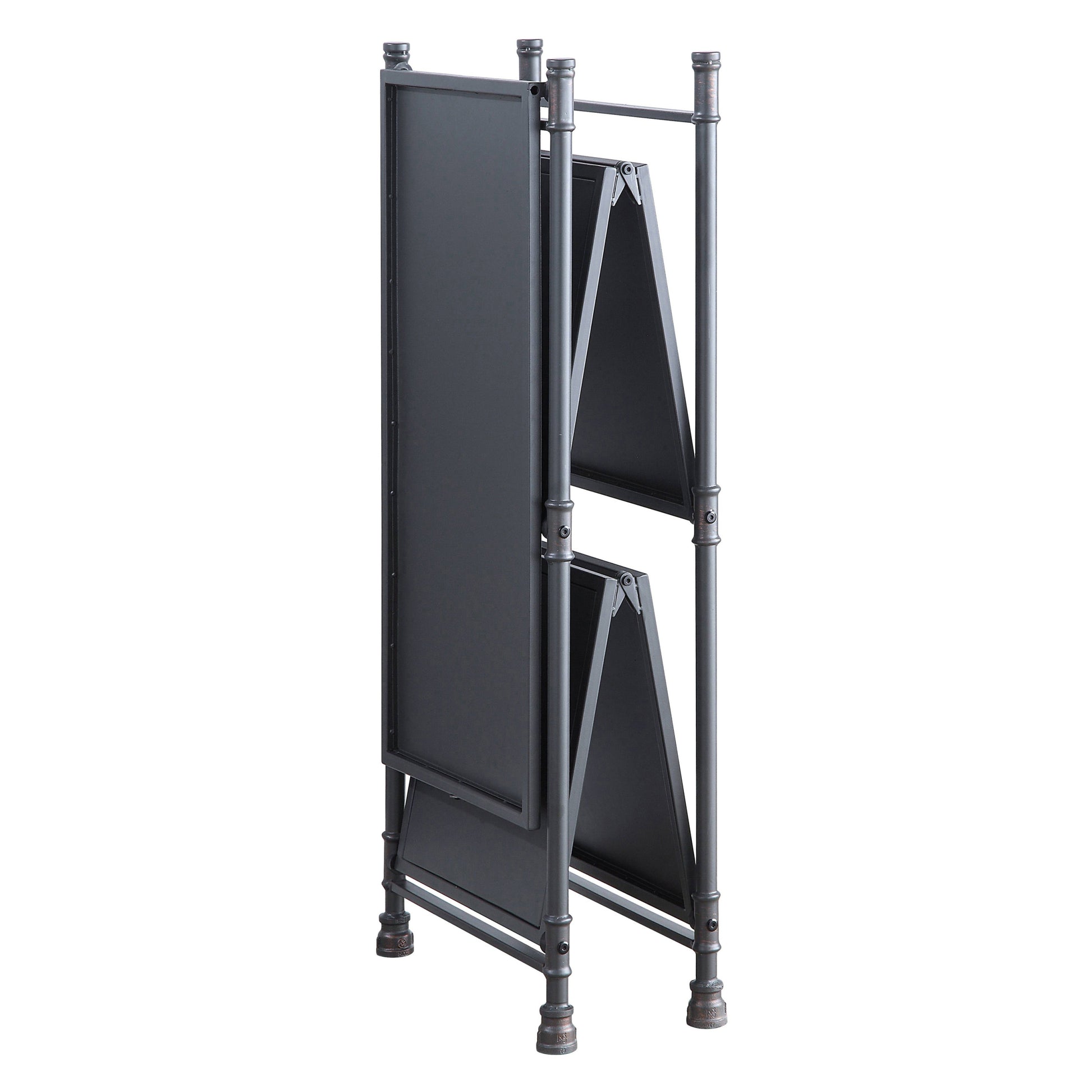 Sandy Black And Dark Bronze Hand Brushed 3 Tier Console Table Black Grey Primary Living Space Industrial,Rustic Shelves Rectangular Metal