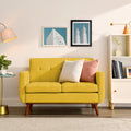 Loveseat Sofa, Mid Century Modern Decor Beautiful Seat Couches For Living Room, Button Tufted Upholstered Small Couch For Bedroom, Solid And Easy To Install Beautiful Seats Furniture, Yellow Yellow Foam 2 Seat