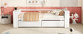 Twin Size Daybed With Shelves And Drawers, White Twin White Pine