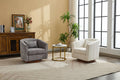 Swivel Accent Chair For Living Room, Sofa Chairs With Wood Base Side, Comfy Swivel Accent Chair With Wide Upholstered, For Living Room White Foam Chenille